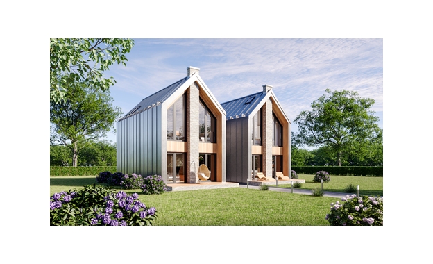 Mały, tani dom z kominkiem i garażem